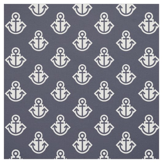 Anchor Pattern Fabric in Navy and White Stof (Swatch)