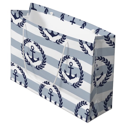 Anchor Pattern Groot Cadeauzakje (Voorkant Gekanteld)