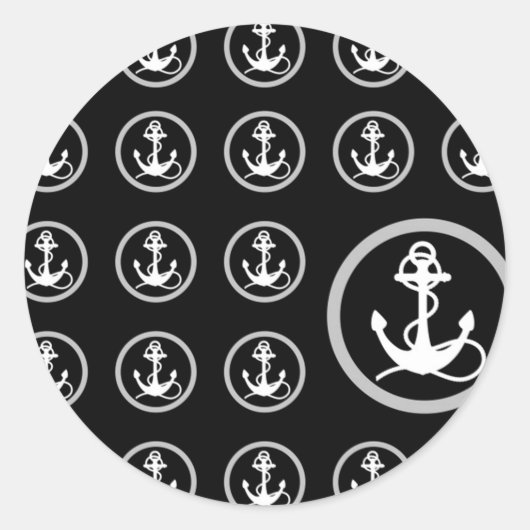Anchor Pattern Ronde Sticker (Voorkant)