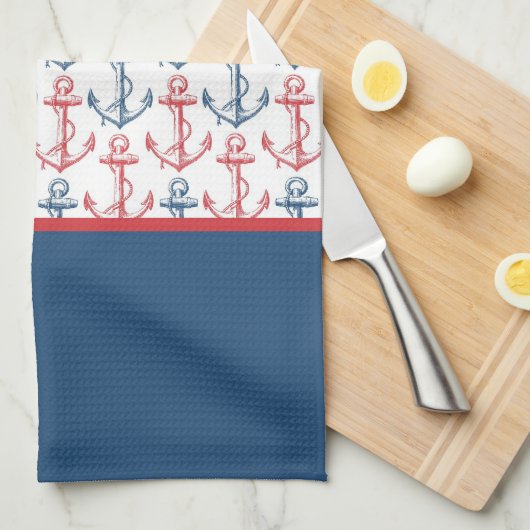 Anchor Pattern Theedoek (Quarter Fold)