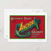 Anchor Pear Crate LabelYakima, WA Briefkaart (Voorkant / Achterkant)
