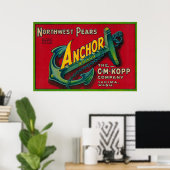 Anchor Pear Crate LabelYakima, WA Poster (Thuiskantoor)