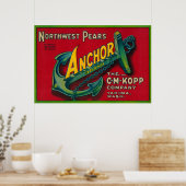 Anchor Pear Crate LabelYakima, WA Poster (Keuken)