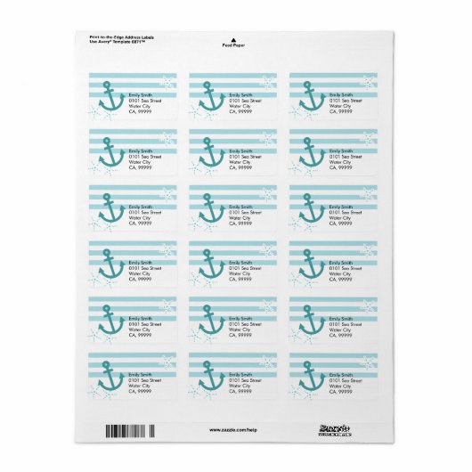Anchor Personalized Etiket (Full Sheet)