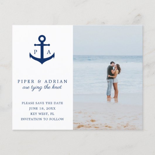 Anchor Photo Nautical Budget Wedding Save the Date Flyer (Voorkant)