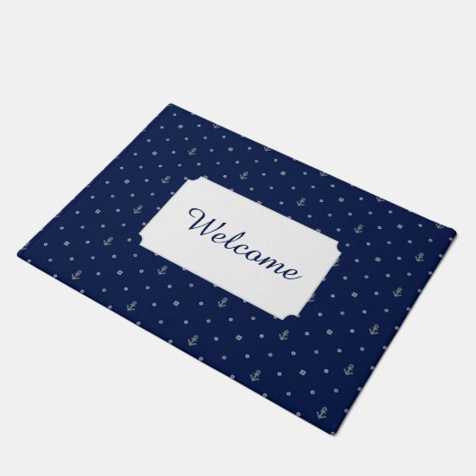 Anchor Polka Dots Pattern | Jouw tekst toevoegen Deurmat (Schuin)