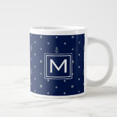 Anchor Polka Dots Pattern | Monogram Grote Koffiekop (Rechts)