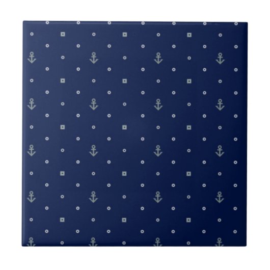 Anchor Polka Dots Pattern Tegeltje (Voorkant)