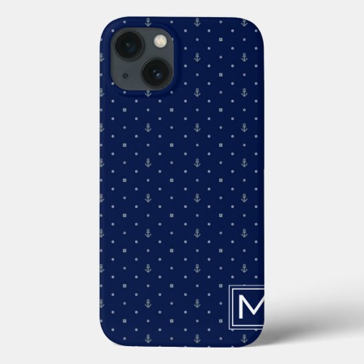 Anchor Polka Dots Pattern | Voeg je Initiaal toe Case-Mate iPhone Case (Achterkant)