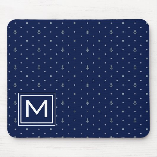 Anchor Polka Dots Pattern | Voeg je Initiaal toe Muismat (Voorkant)