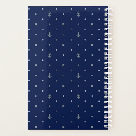 Anchor Polka Dots Pattern | Voeg je Initiaal toe Planner (Achterkant)