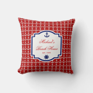 Anchor Red en Blue Nautical Pillow Kussen