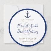 Anchor Round Nautical Boat Wedding Save the Date (Voorkant)