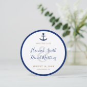 Anchor Round Nautical Boat Wedding Save the Date (Staand voorkant)