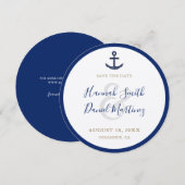 Anchor Round Nautical Boat Wedding Save the Date (Voorkant / Achterkant)