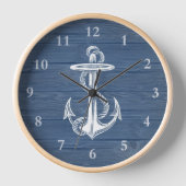  Anchor Rustic Blue Wood Wall klok (Voorkant)