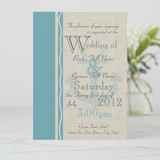 Anchor Rustic Nautical Wedding Kaart (Staand voorkant)