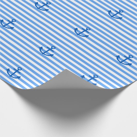 Anchor Stripes Blue & White Cadeaupapier (Hoek)
