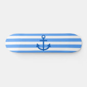 Anchor Stripes Blue & White Persoonlijk Skateboard (Horizontaal)