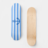 Anchor Stripes Blue & White Persoonlijk Skateboard (Voorkant)