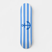 Anchor Stripes Blue & White Persoonlijk Skateboard (Voorkant)