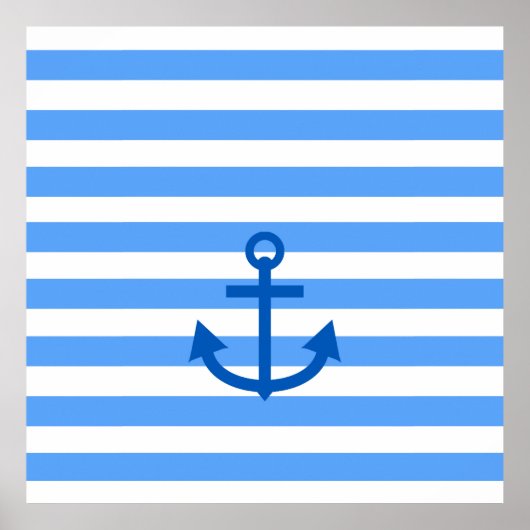 Anchor Stripes Blue & White Poster (Voorkant)