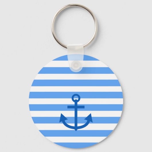 Anchor Stripes Blue & White Sleutelhanger (Voorkant)