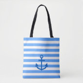 Anchor Stripes Blue & White Tote Bag (Voorkant)