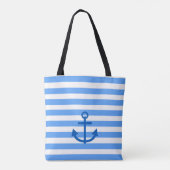 Anchor Stripes Blue & White Tote Bag (Achterkant)