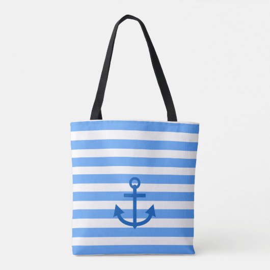 Anchor Stripes Blue & White Tote Bag (Achterkant)