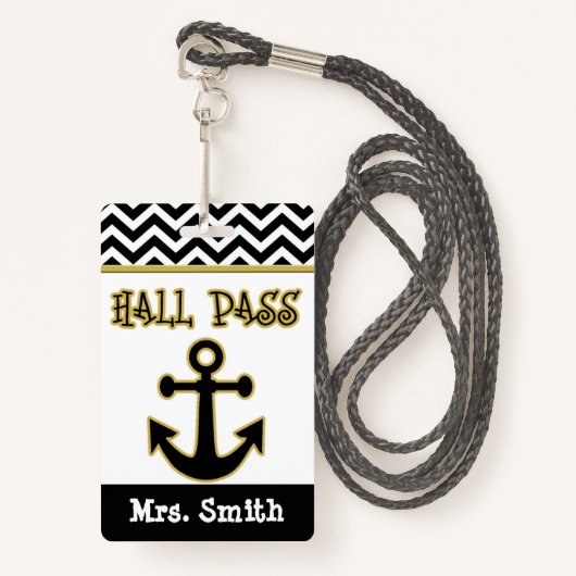 Anchor Teacher Hall Pass voor klaslokaal Badge (Voorkant met draagriem)