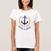 Anchor Uw Boat Name Gold Laurel Leaves White T-shirt (Voorkant)
