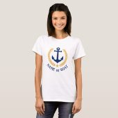 Anchor Uw Boat Name Gold Laurel Leaves White T-shirt (Voorkant volledig)