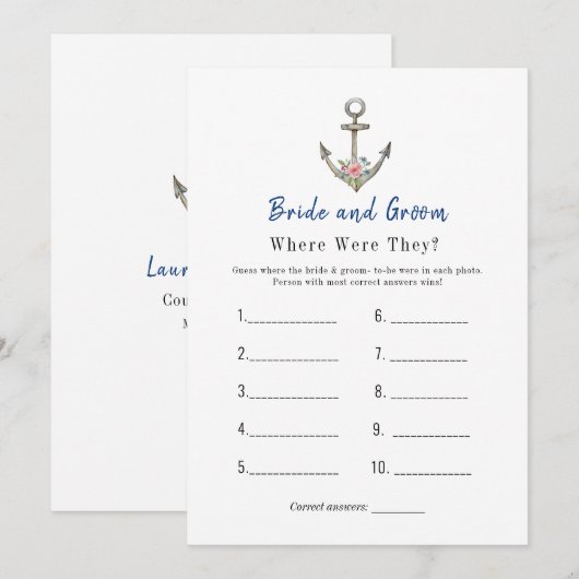 Anchor "Waar waren ze"-Vrijgezellenfeest Kaart (Voorkant / Achterkant)