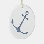 Anchor Waterverf Blauwe kerstversiering Keramisch Ornament (Rechts)