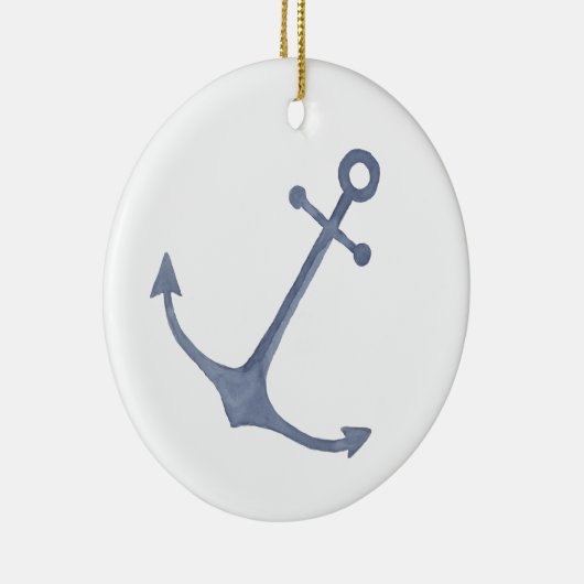 Anchor Waterverf Blauwe kerstversiering Keramisch Ornament (Rechts)