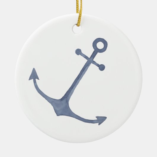 Anchor Waterverf Blauwe kerstversiering Keramisch Ornament (Voorkant)