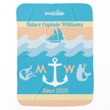 Anchor Waves Mermaid Triton Nautical Ship Monogram