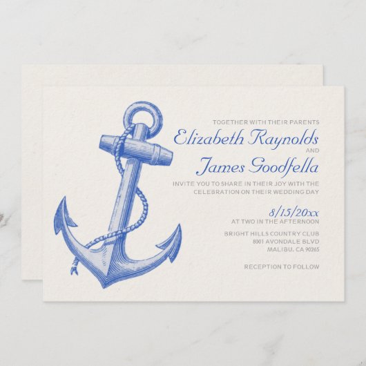 Anchor Wedding Invitations Kaart (Voorkant / Achterkant)