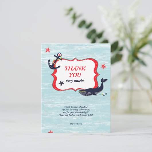 Anchor Whale bedankkaart Kaart (Staand voorkant)