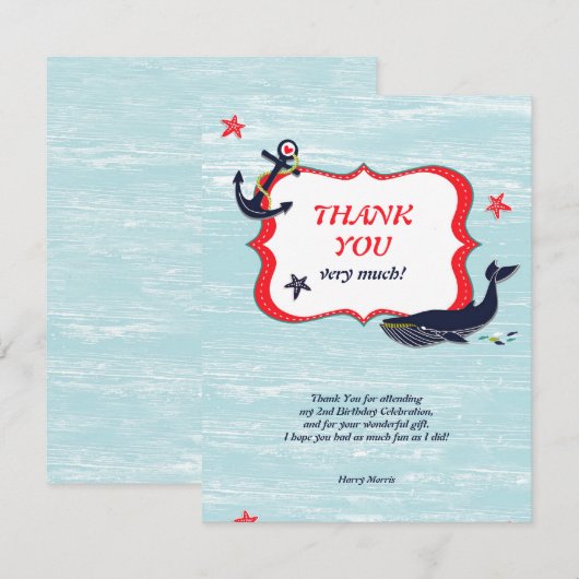 Anchor Whale bedankkaart Kaart (Voorkant / Achterkant)