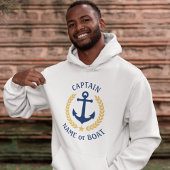 Anchor Your Boat Name Kapitein Gold Laurel White Hoodie