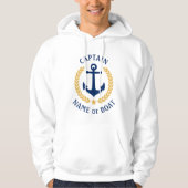 Anchor Your Boat Name Kapitein Gold Laurel White Hoodie (Voorkant)