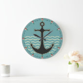 ANCHOR, ZEE WAVES IN NAVY BLUE GROTE KLOK (Huis)