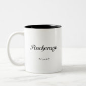 Anchorage Alaska Black Font Tweekleurige Koffiemok (Links)