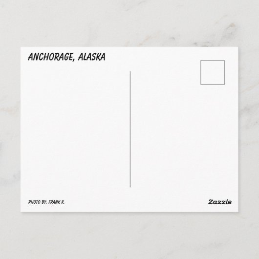 Anchorage, Alaska Briefkaart (Achterkant)