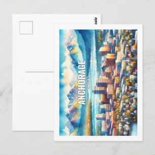 Anchorage Alaska Famous Travel Places waterverf Briefkaart