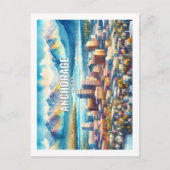 Anchorage Alaska Famous Travel Places waterverf Briefkaart (Voorkant)