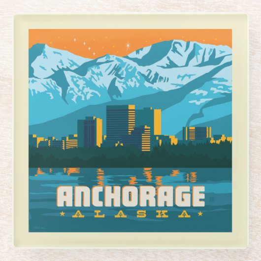 Anchorage, Alaska Glazen Onderzetter (Voorkant)