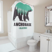 Anchorage Alaska Grizzly | unieke deken Douchegordijn (In situ)